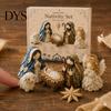 Christmas Tabletop Decorations Nativity Scene Patchwork DIY Kit, Fabric Sewing Diy Kit Religious Quilted Craft Set for Handmade Home Decoration