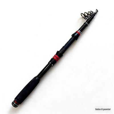 Red and Black Carbon Telescopic Sea Fishing Rod, Ultra-Short, 1.8-3.0 Meters, EVA Handle, Ideal for Casting and Lure.