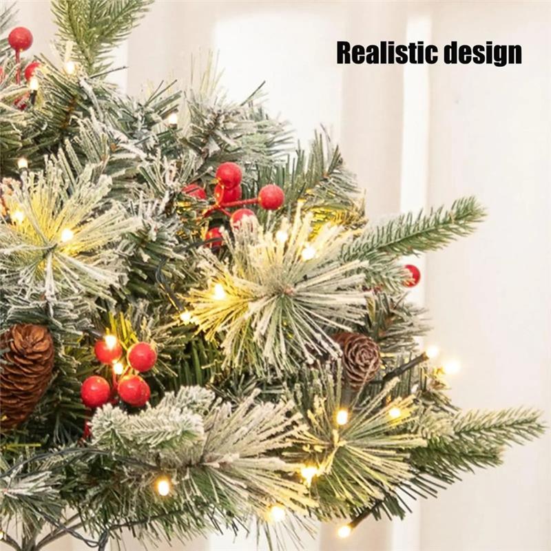 A27F-Outdoor Light Up Planter Filler Christmas Urn Filler With Tripod Stake Holiday Decoration For Family Gatherings Garden