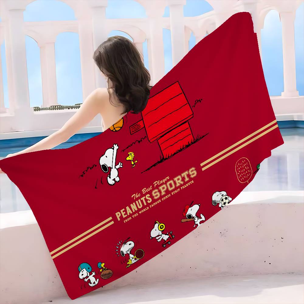 Cartoon Snoopy Microfiber Blanket Quick Drying Beach Towels Oversized Printing Super Absorbent Pool Towel Blanket