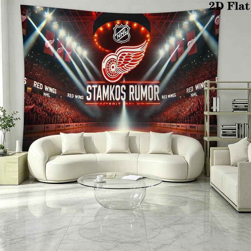 Detroit Red Wings Wall Tapestry Aesthetic Wall Hanging Printed Fabric Blanket Decorative Tapestries for Bedroom Living Room Home Decor