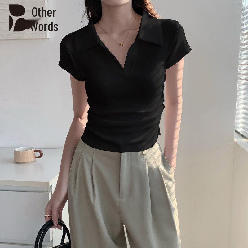 Women s Pure Cotton Pleated Waist Polo T-Shirt S