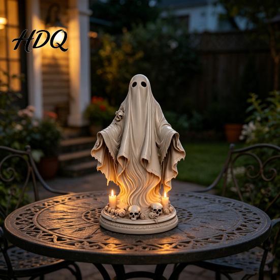 Living Room Ghost Decor Halloween Figurine, Spooky Resin Skulls Statue for Figurine Tiered Tray Home Table Centerpiece, Party Supplies