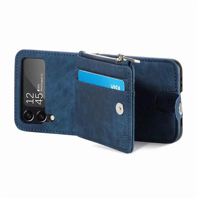 Plain Shockproof Leather Protective Case For Samsung Galaxy Z Flip 4 Flip3 Flip4 Flip 3 5g Phone Accessories Wallet Cover