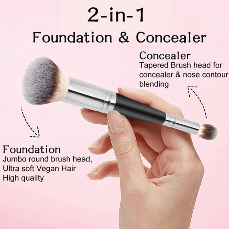 Double Head Professional Makeup Brushes 2 In 1 Foundation Brush Concealer Highlighter Powder Blush Brush Beauty Make Up Tools