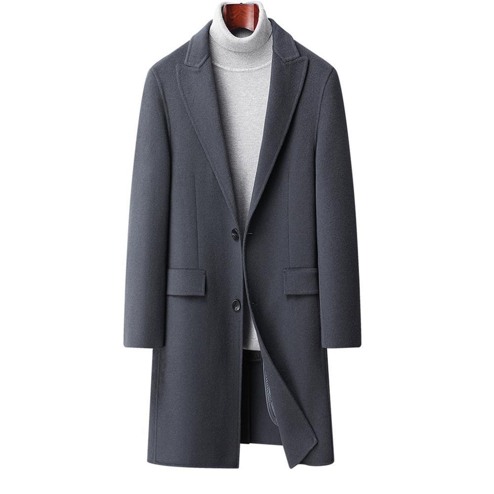 Brand New 100 Wool Lapel Double-Faced Tweed Coat Men's Long Down Detachable Liner Wool Coat Overcoat for Male