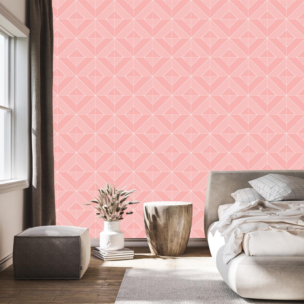 Wallpaper Geometric rhombuses coral, soft forms 50x1000
