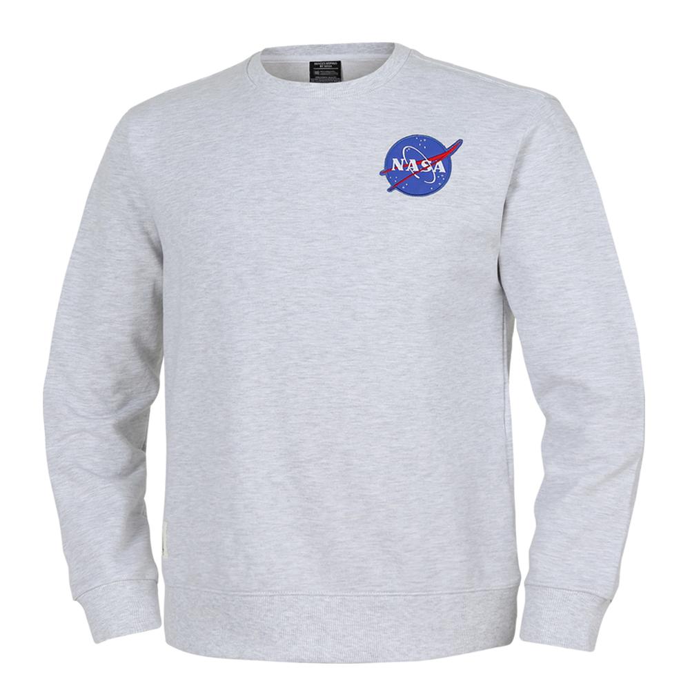 Унисекс свободная толстовка Nasa с нашивкой [Меланжевый белый] 95