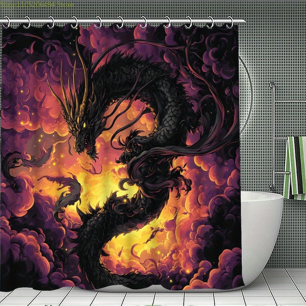 1/3/4 st Drak Duschdraperi Set med Badrumsmatta, U-formad Matta & Toalettlock - Högkvalitativt 180x180cm Badrumsdraperi med 12 Krokar, Pu