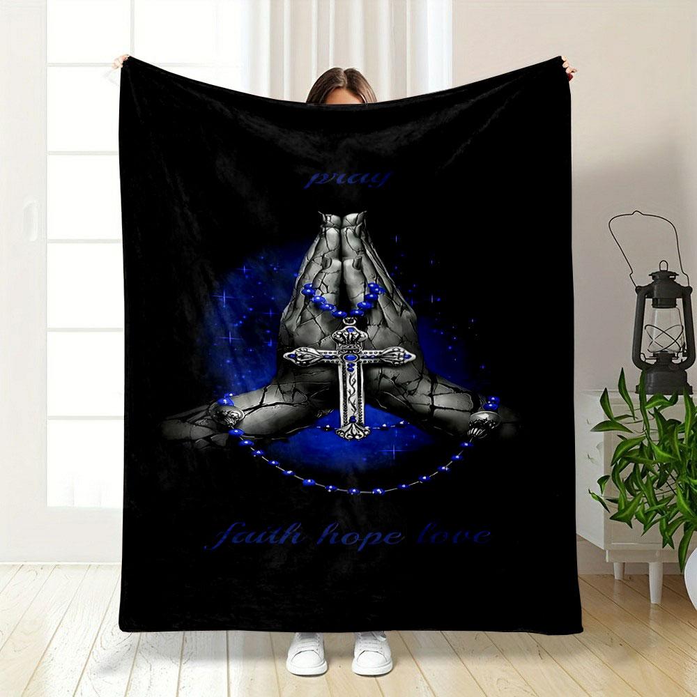 Faith Hope Love Prayer Throw Blanket Printed Blanket for Living Room Bed Couch lunch break Soft Cozy Blanket for Friend's festival Gift