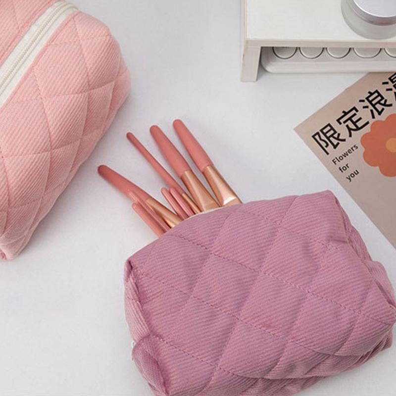 Cestovní přenosná minimalistická kosmetická taška s velkou kapacitou a měkkým úložným prostorem s mašlí