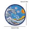 Van Gogh's Art Applique Iron On Patches On Clothes Cartoon Waves Starry Sky Embroidered Patches For Clothing Decorate Stickers
