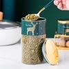 Food Storage Container, Glass Sealed Jar with Lid, Kitchen Storage Bottle, Household Moisture-proof Tea Can, Metal Rack