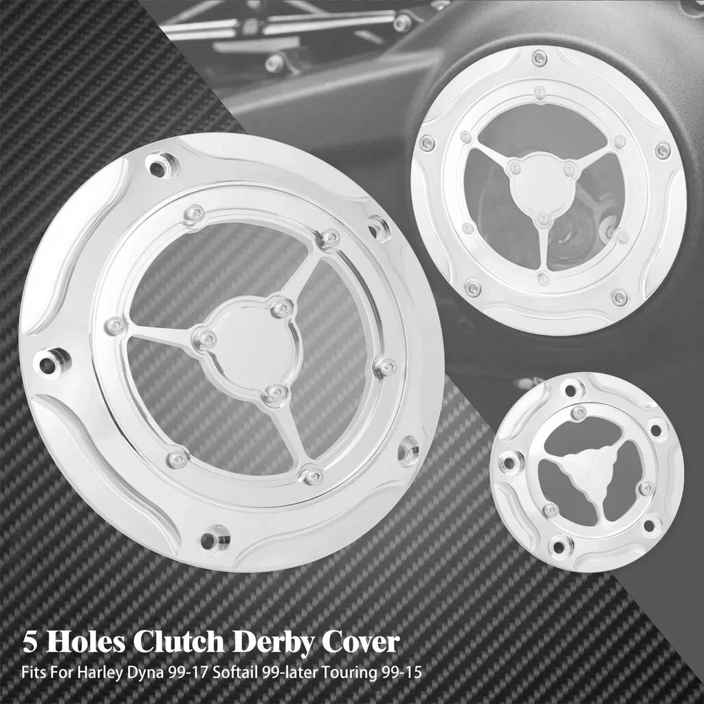 Motorcycle 5 Holes Derby Clutch Timing Timer Cover Engine Covers For Harley Dyna Touring Softail Electra Glide FLHR FXD 99-2017