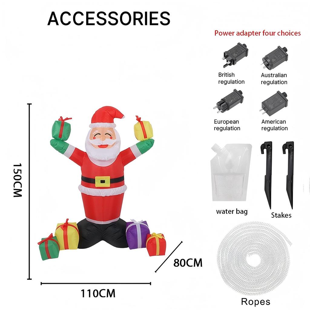 4.92FT Yard Party Decoration Inflatable Gift Box Santa Toy LED Light Xmas Home Decor Ornaments Supplies Christmas Holiday Gift