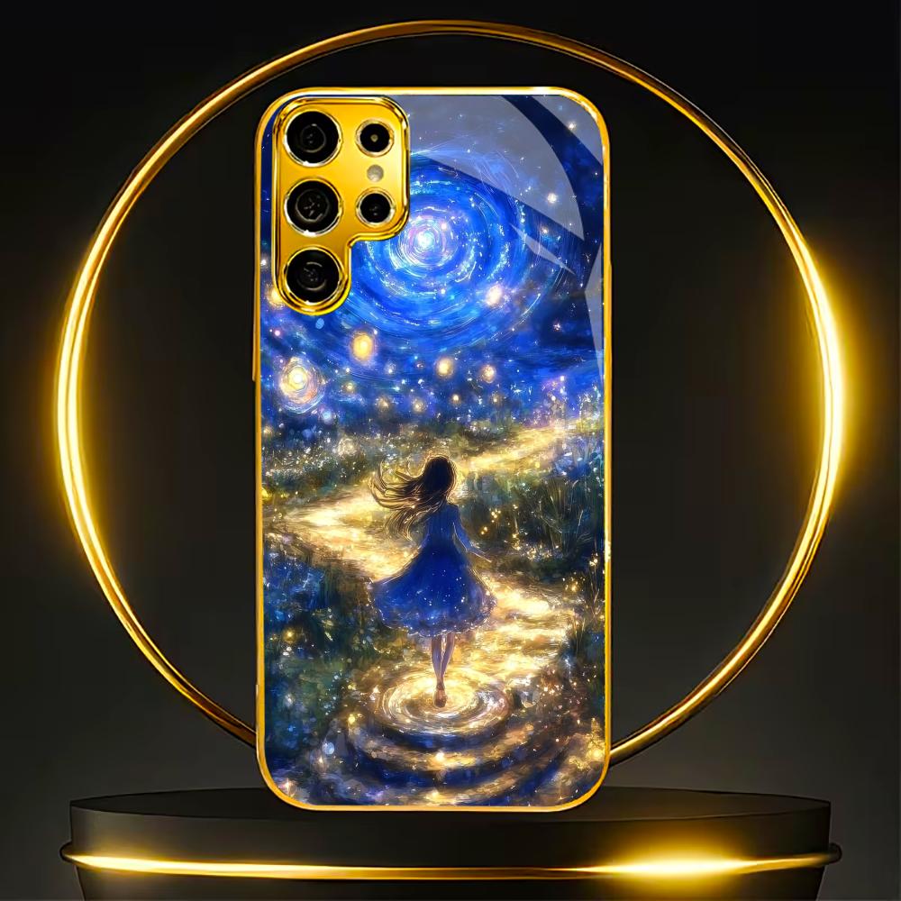

The Starry Sky Protective cover High-end Electroplating Glass PhoneCase for Samsung Galaxy S26 S25 S24 S23 S22 S21 FE,Ultra,Plus GalaxyS25