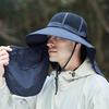 Summer Fisherman Hat, Wide Brim Adjustable Drawstring Bucket Hat, Outdoor Activity Hat with Shawl And Face Guard Design