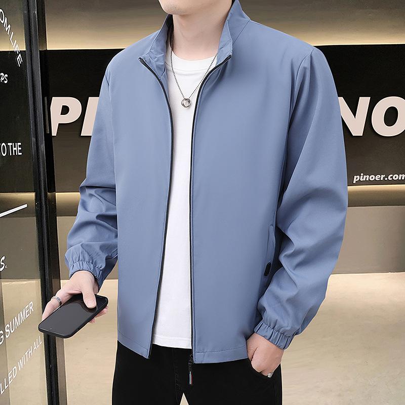 Podzimní hlavní bunda Pánská Stojáček Ležérní bunda Jednoduchá Všestranná Pánská bunda Tenká Jaro a Podzim Vnější