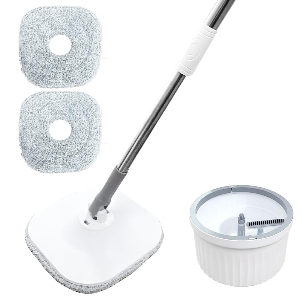 Mop Rotativ Microfibră 2 Găleți Podea Fără Pedală Mop, Curățător, Mop, Bucăți, Pardoseală, Inclus, Curățare, Rotire, Ștergere,