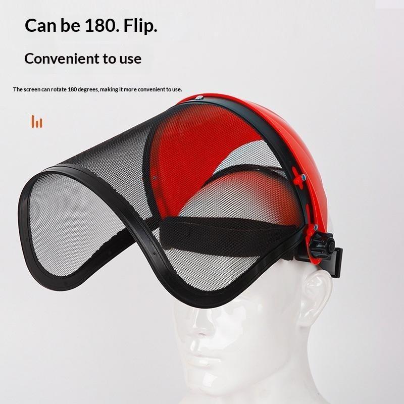 Garden Grass Trimmer Helmet with Full Face Mesh Visor Breathable Anti-Scratch Safety Guard for Yard Lawn Mowing Work