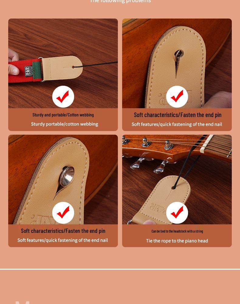 Bakelite PU Leather Guitar Strap for Classical & Folk - Wide, Thick, Personalized Style