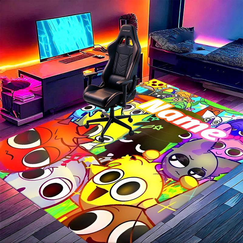 Custom Name Personalized Sprunki Game Print Carpet, Versatile Home Decor Rug, for Playroom, Apartment, Balcony, Entryway, Hallway Gift