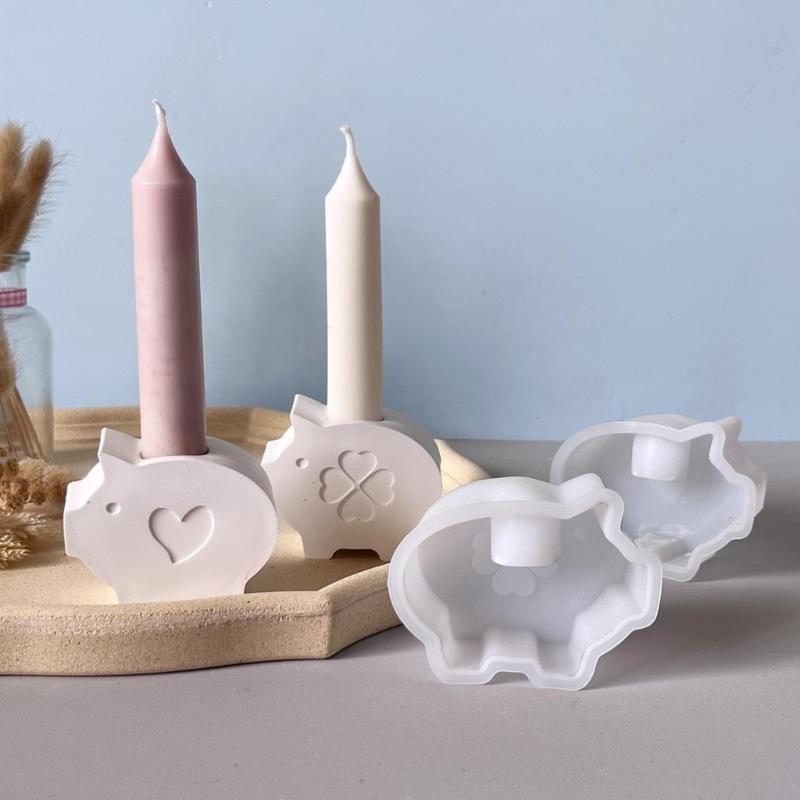 Pig Figurine Silicone Candle Mold Food Grade Silicone Easy Demold For Resin Casting Making Candlestick Home Decoration