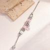 Yousheng Women Bangle Multi Flower Clover Pendant Secure Closure Rhinestone Decor Alloy Adjustable Bracelet Prom Dating Work Wrist Jewelry