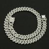 Fashion Men Cuban Link Iced Out Necklace 14MM width Rhinestones Chain Rapper CZ Cuban Chain Necklace Hip Hop Birthday Jewelry