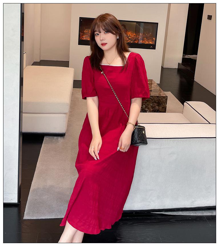 

Q13 Красное длинное платье из пузырчатой ткани - Элегантное, большого размера (200-300 Джин), Корейский стиль 8XL вино красного