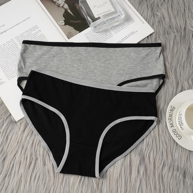 3PCS Cotton Underwear For Women Seamless Solid Color Mid-waist Panties Girls Students Large Size 3XL Briefs