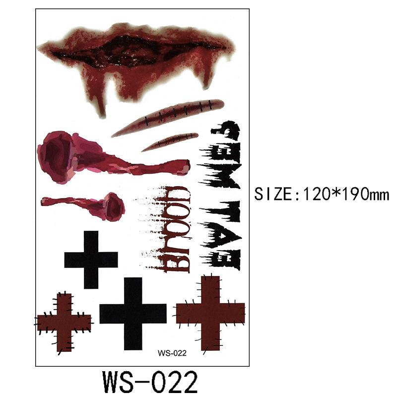 Halloween Tetovací samolepka Rána Jizva Horor Zábavný Kostýmová párty Samolepka na obličej Tetování