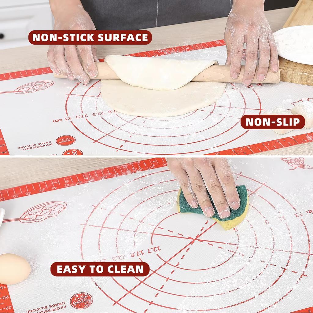 Silicone Baking Mat Rolling Kneading Board Non Stick High Temperature Resistant Pastry Dough Sheet Crust Cookie Bread Easy Clean