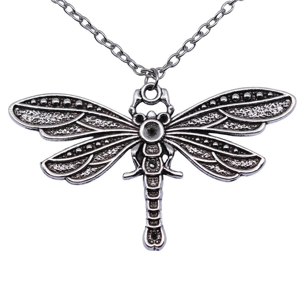 Openwork Dragonfly Pendant Necklace Insect Nature Boho Jewelry 45cm or 70cm long chain