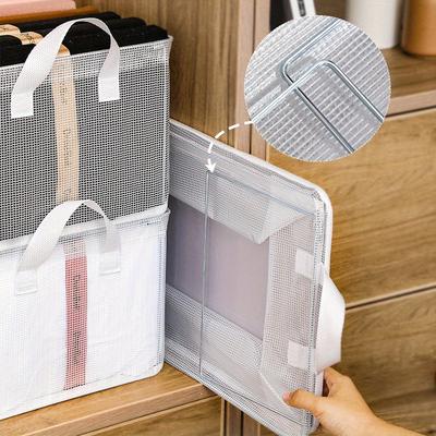 1 Stück Stapelbare Aufbewahrungsbox mit Stahlrahmen, Offener Organizer für Kleidung & Hosen im Kleiderschrank, Kleideraufbewahrung, Aufbewahrungsbehälter für Kleidung