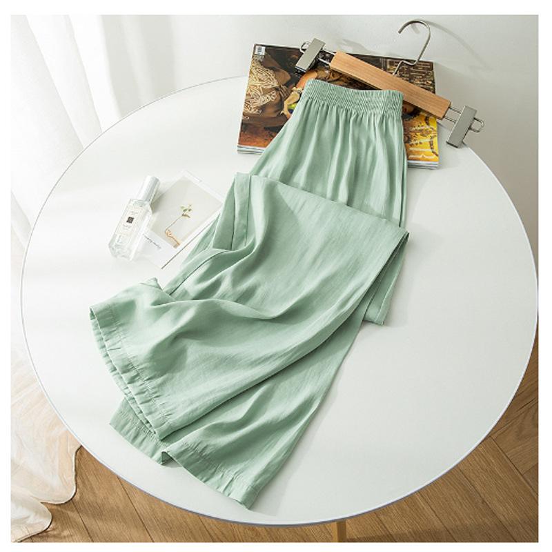 

Солнцезащитные брюки-палаццо из ледяного шелка, женские летние повседневные универсальные прохладные брюки с высокой талией и прямыми штанинами L мятный зеленый