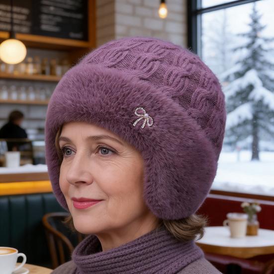 Cappello in Maglia Traspirante che Assorbe l'Umidità Caldo Foderato in Pile Doppio Strato Cappello per Clima Freddo Cappello Invernale Versatile