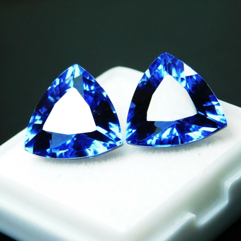 Natural Blue Tanzanite Loose Gemstone 16 Ct Pair Trillion Cut Jewelry Grade for Jewelry Designs
