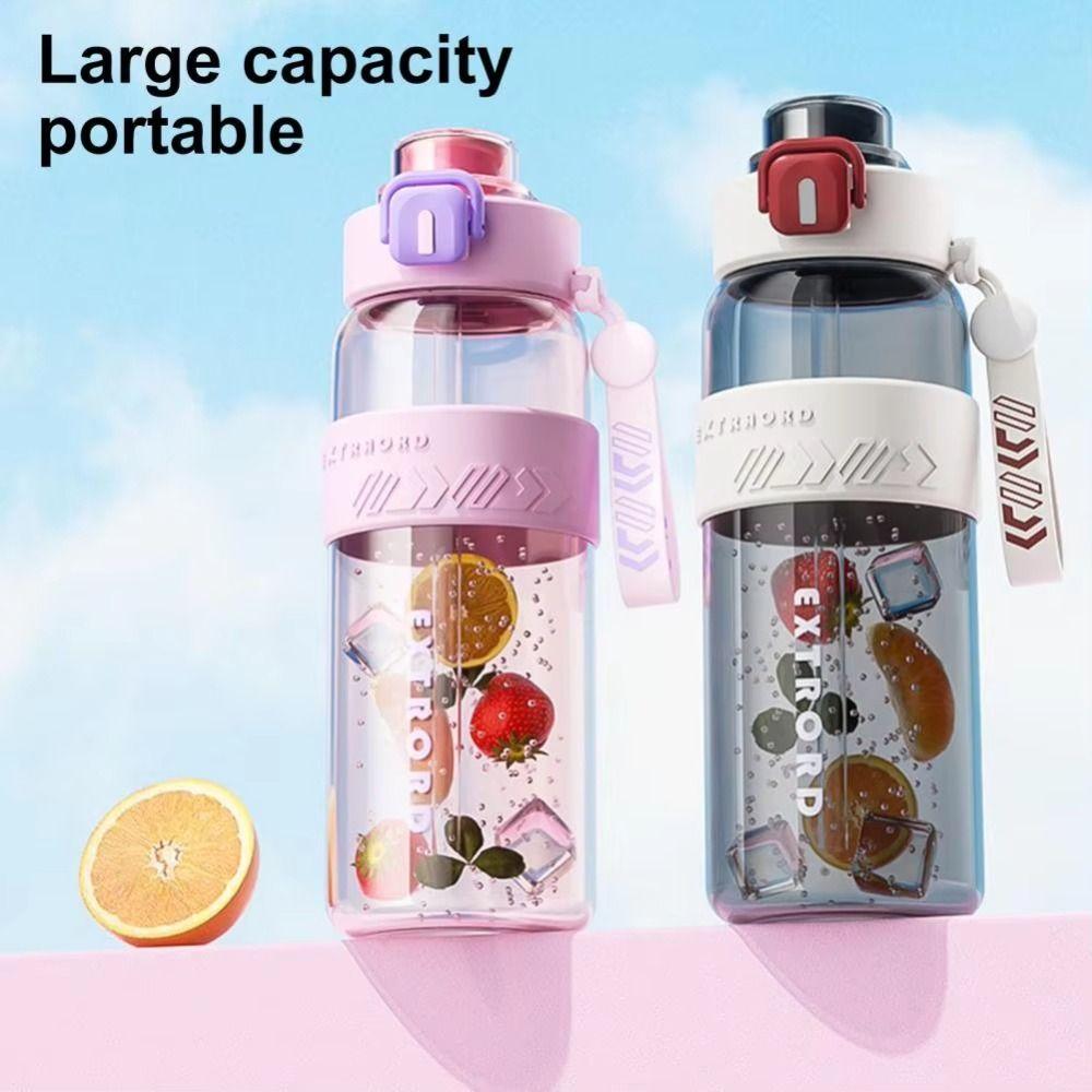 Large Capacity Colorful Plastic Cup Leak Proof Outdoor Sports Kettle  Unisex