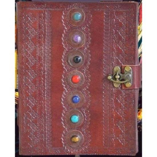 Ručně vyráběný kůží vázaný kovový zámek 7 Stone Diář a deník pro kancelář a domov