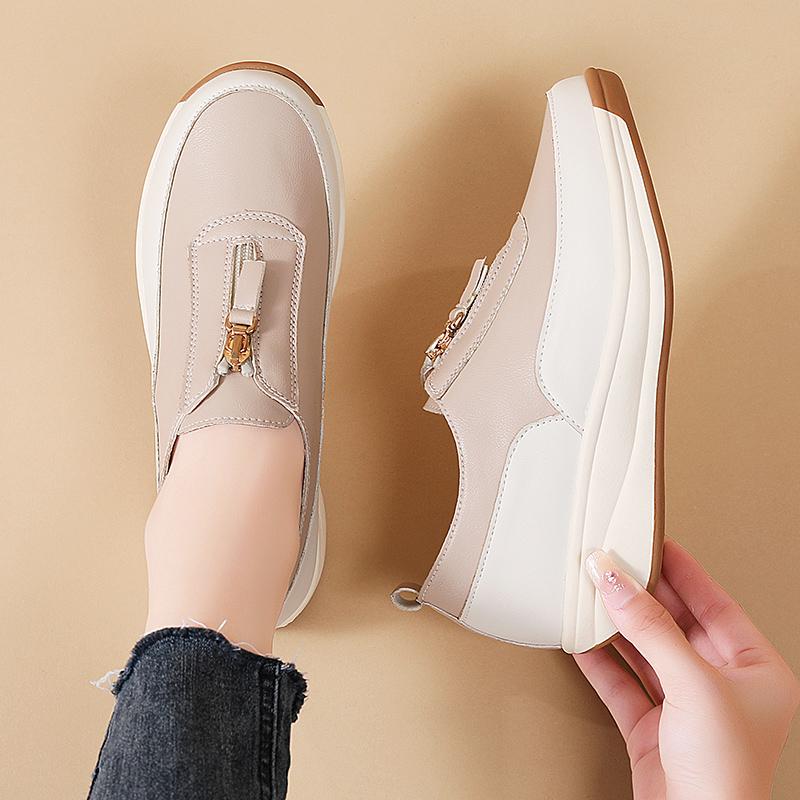 Women's Footwear Leather Driving Comfort Women’s Wedge Sneakers Casual Nurse Loafers for Girls Walking Minimalist Summer Maternity Shoes for Women