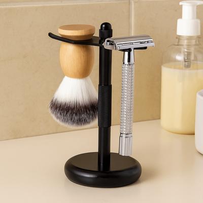 Legierungskonstruktion Rasiermesser- und Bürstenständer Beschwerter Boden Chromfinish Rasierpinselständer Sicherheit Extra breite Öffnungen