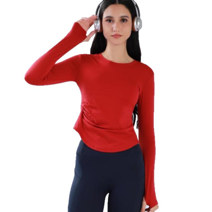 Women's 2025 Nude-Feel Yoga Set: Chest-Pad, Finger-Hole, Slim-Fit, Long Sleeve