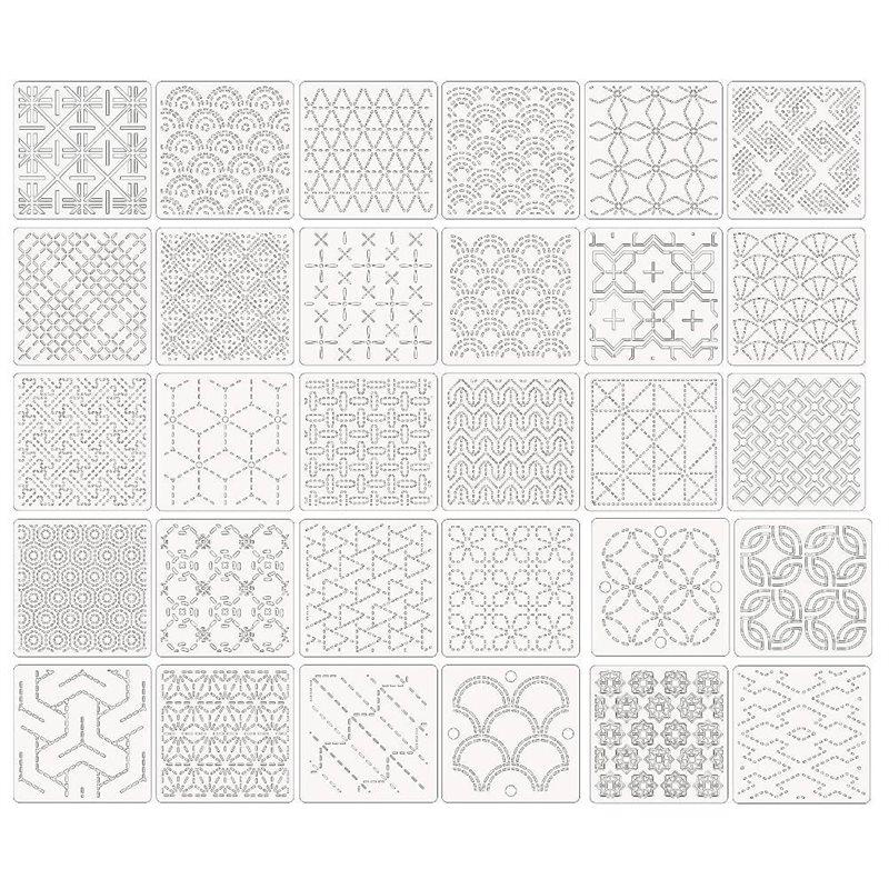 Premium-Plastic Geometric Pattern Spike Template Stencil 4.7 X 4.7 Inch 30 Pcs For Quilting And Embroidery белый