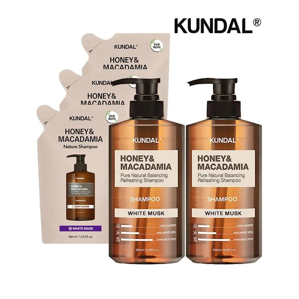 

KUNDAL Nature Shampoo White Musk 500ml x2 + White Musk Refill 400ml x3