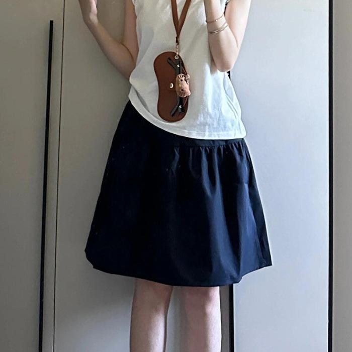 

Japanese skirt women s summer new feeling college style skirt high waist thin umbrella skirt a word short skirt S тёмно-синий