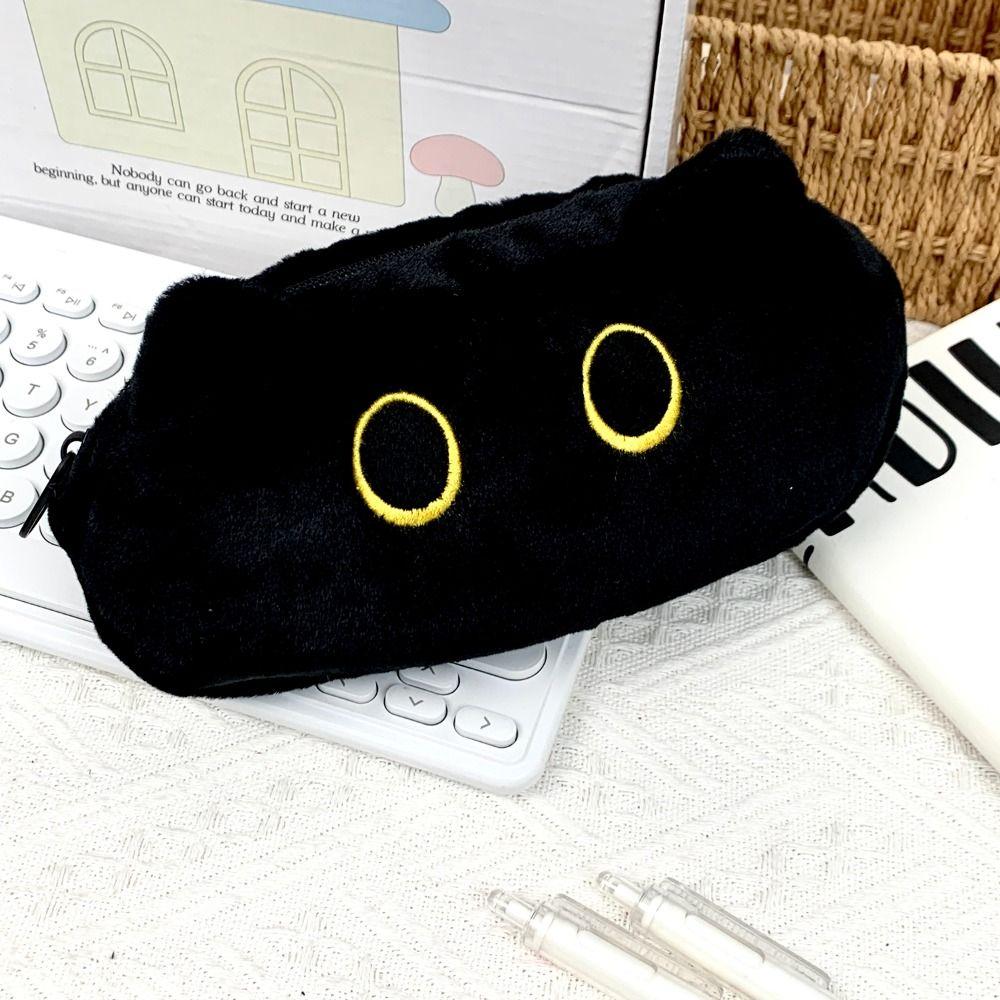 Black Cat Pen Bag Plush Pen Box High Quality Stationery Bag School Office