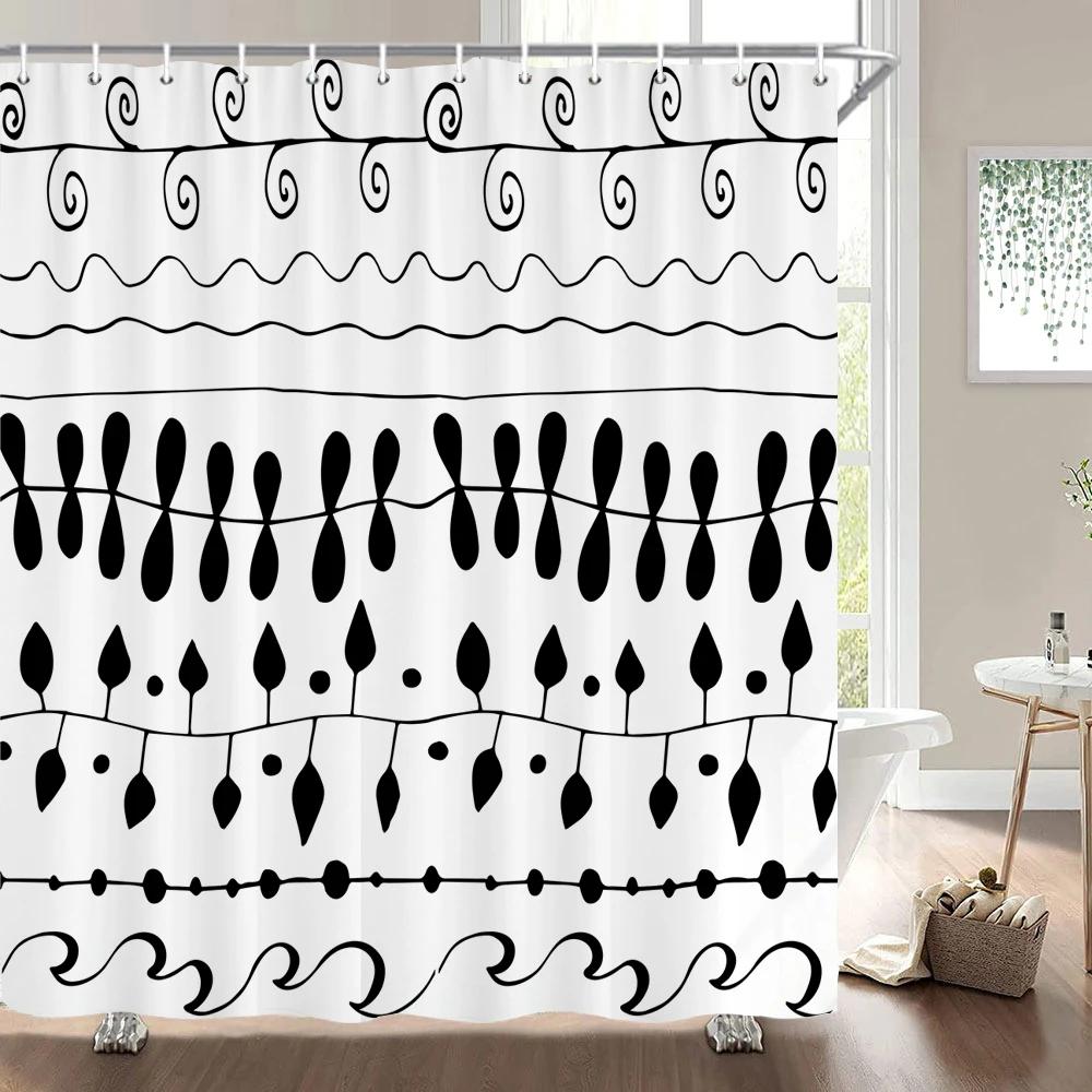Waterproof Shower Curtains for Bathroom Home Decor Polyester Fabric Shower Curtains Geometric Pattern Multi-size Shower Curtain