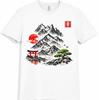 Japanese Landscape T Shirt Mountain Sakura Bonsai Art Graphic Tee