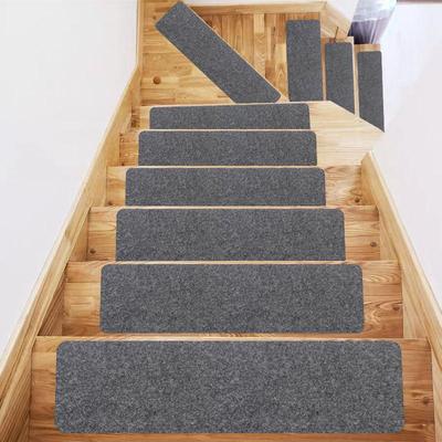Peldaños de Escalera y Alfombrillas de Suelo Antideslizantes Adhesivos de TPR sin Pegamento - PVC Flocado Reutilizable